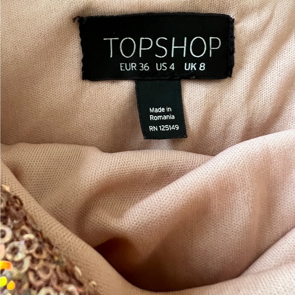 Topshop Rose Gold Pink Sequins Dress Mini Sz 4 - Picture 5 of 5